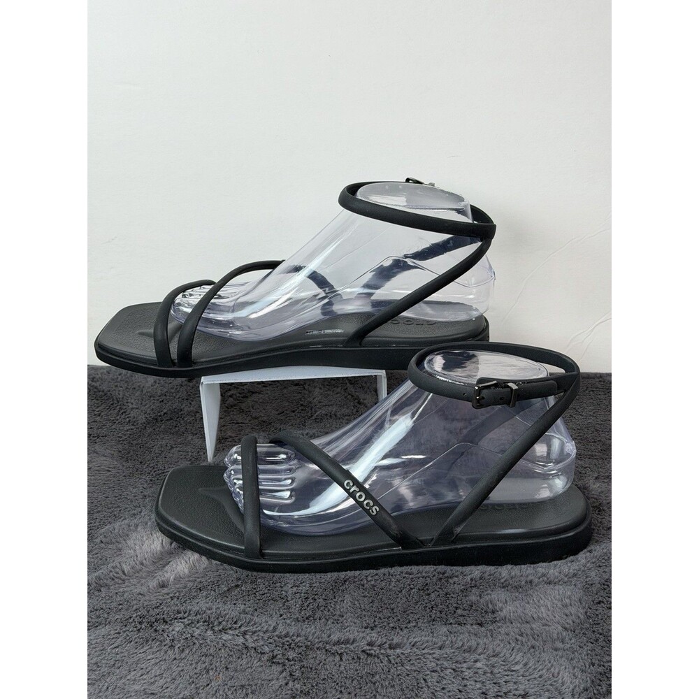 Crocs Miami Women’s Size 9 Black Strappy Ankle Strap Square Toe Sandals